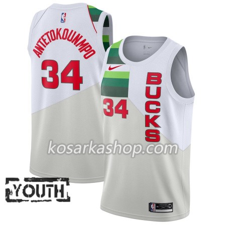 Dres Milwaukee Bucks Giannis Antetokounmpo 34 Nike 2018-19 Bijela Swingman - Dječji